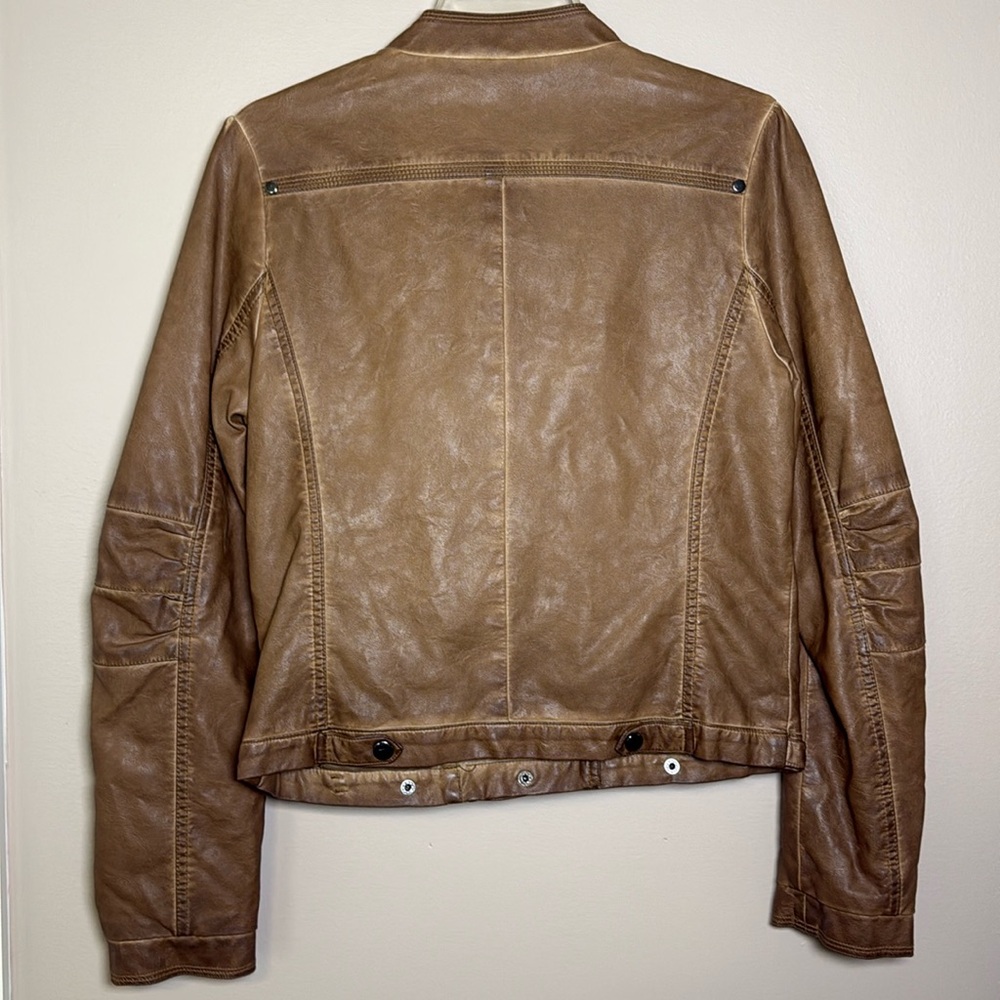Blu Pepper Faux Brown Leather Moto Jacket Ladies Large - Picture 3 of 16